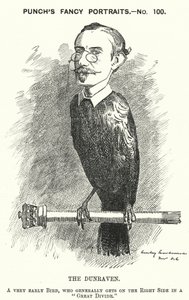 Punch cartoon: Windham Wyndham-Quin, 4th Earl of Dunraven and Mount-Earl, Anglo-Irish journalist, landowner and Conservative politician (engraving) 作者 爱德华·林利（之后）桑伯恩