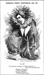 Oscar Wilde (1854-1900) Irish playwright, novelist, poet and wit. Cartoon by Edward Linley Sambourne from his 