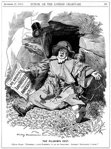 朝圣者休憩室，讽刺画，保罗·克鲁格（Paul Kruger），南非政客，1900年 作者 爱德华·林利·桑伯恩