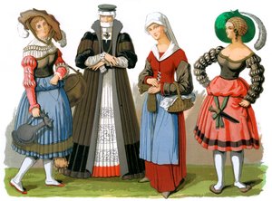 1849年15至16世纪的瑞士服饰。