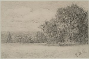 风景（#1），约 1880 年代（纸上石墨） 作者 爱德华·米切尔·班尼斯特