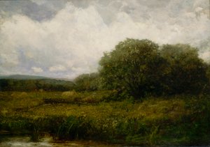 有牛和干草车过桥的无题风景，N.D. 作者 爱德华·米切尔·班尼斯特