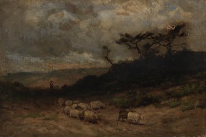 无标题的牧羊人与羊群，1877年。