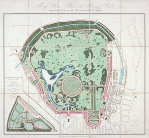 动物园平面图，摄政公园，圣玛丽伯恩，伦敦，1828年 作者 爱德华·莫格