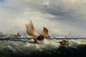 渔船向风向打起，约1858年。