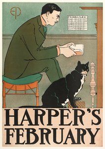海报广告Harpers New Monthly Magazine，1898年2月
