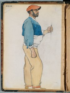 一个西班牙人的素描，1906年（wc和石墨在纸上） 作者 爱德华·彭菲尔德
