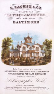 E. Sachse und Co.，Practical Lithographers，104 S. Charles St.，Baltimore，（lithograph [trade card]） 作者 爱德华·萨克斯（Edward Sachse）