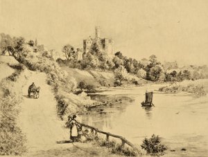 《The Coquet》：从通往安布尔的路上看到的沃克沃斯城堡，约 1880 年（蚀刻）