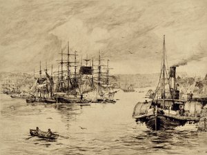 泰恩河：在希尔兹，约 1880 年（蚀刻版画）