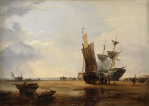 沙滩上的双桅船：1836年黑斯廷斯沙滩上的船只