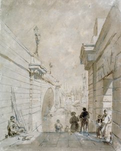 伦敦桥从图利街附近的台阶上部向北看，1833年 作者 爱德华·威廉·库克