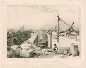 新旧伦敦桥，1830年 作者 爱德华·威廉·库克