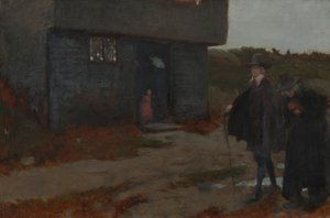 小屋门前（17 世纪新英格兰场景） 作者 埃德温奥斯汀修道院