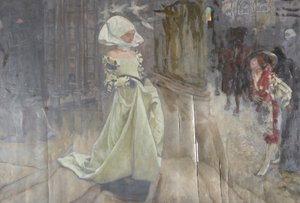 人物研究，可能为玛格丽特和浮士德而作 作者 埃德温奥斯汀修道院