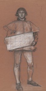 人物研究，身着中世纪服饰的男子。 作者 埃德温奥斯汀修道院