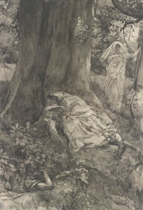 林中的赫米厄，《仲夏夜》第三幕第二场插图 作者 埃德温奥斯汀修道院