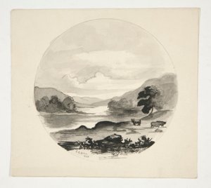 有河的风景 - 圆形画幅 作者 埃德温奥斯汀修道院