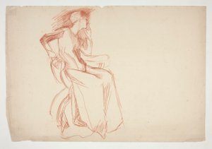 女性人物素描，坐姿--未标识插图 作者 埃德温奥斯汀修道院