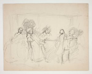 人物围桌素描--剧本插图（？） 作者 Edwin Austin Abbey