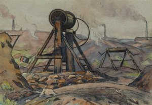 The Winding Gear (watercolor & charcoal on paper)