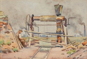 缠绕齿轮（纸上水彩画）