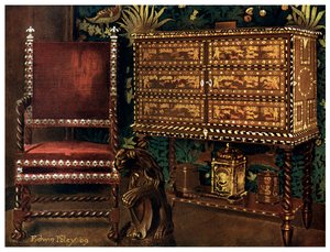 一组16世纪末的欧式家具，1910年。 作者 埃德温·佛利