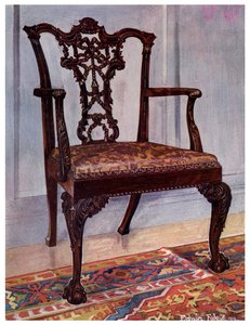 奇彭代尔风格的桃花心木扶手椅，1911-1912年。