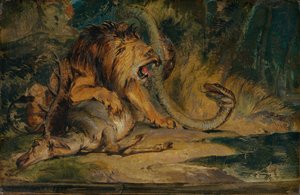 狮子保卫其猎物，约1840年。