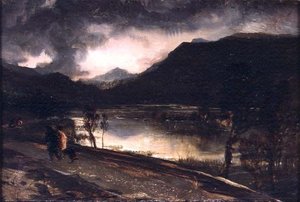 夕阳下的湖景 作者 埃德温·兰瑟