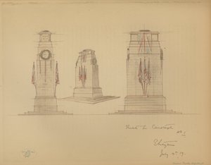 Sketch No 1 for the Cenotaph, Whitehall, Westminster, London (colour litho) 作者 埃德温·兰瑟