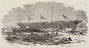 在Northfleet推出HM Gun-Boat Pelter和葡萄牙蒸汽船Dom Pedro Secondo 作者 Edwin Weedon