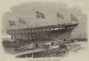 在Northfleet发射希腊护卫舰Amalia 作者 Edwin Weedon