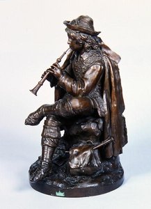 戴帽子的男孩，约1870年（青铜）。 作者 埃德温·魏森费尔斯