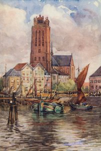 莱茵河：Groote Kerk，多德雷赫特（彩色石版画） 作者 艾菲·贾丁