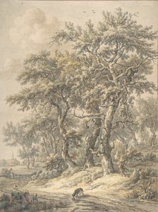 坐在路边的女人和孩子，1760-1818年。