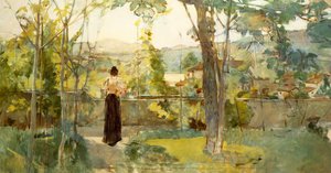 来自我的花园（在 Signa），约 1888 年（布面油画） 作者 埃吉斯托·费罗尼（Egisto Ferroni）