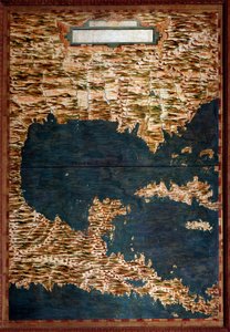 墨西哥、古巴、佛罗里达和牙买加地图由Egnazio Danti（1536-1586）数学家、宇宙学家和意大利建筑师绘制。1567年左右。佛罗伦萨，韦基奥宫，Mappamondo厅 作者 埃尼亚齐奥·丹蒂（Egnazio Danti）