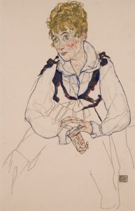 艺术家的妻子，坐着 作者 埃贡·席勒（Egon Schiele）