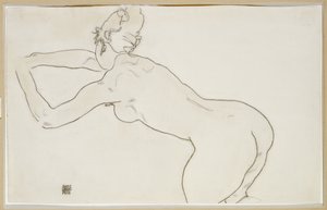 1918年，女性裸体跪着向前弯曲
