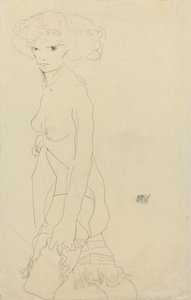 女性裸体麦琴纳克（Madchenakt），1911年 作者 埃贡·席勒（Egon Schiele）