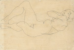 1914年，女性裸体手在头后面 作者 埃贡·席勒（Egon Schiele）