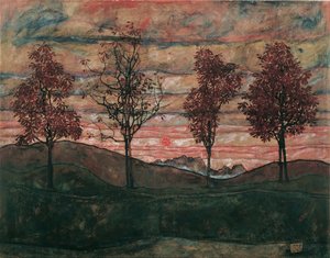 四棵树，1917年。 作者 埃贡·席勒（Egon Schiele）