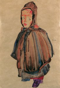 带帽的女孩，1910年 作者 埃贡·席勒（Egon Schiele）