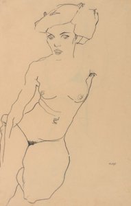 跪着的女性裸体 作者 埃贡·席勒（Egon Schiele）