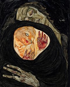 死去的母亲埃贡-席勒（1890-1918 年）的作品，木板油画 作者 埃贡·席勒（Egon Schiele）