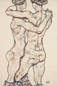裸体女孩拥抱，1914年 作者 埃贡·席勒（Egon Schiele）