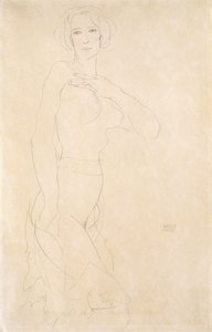 裸体女孩麦琴纳克（Madchenakt），1912年 作者 埃贡·席勒（Egon Schiele）