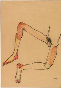 裸体男性腹部，1910年。 作者 埃贡·席勒（Egon Schiele）