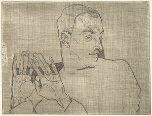 Arthur Roessler的肖像，1914年（干点） 作者 埃贡·席勒（Egon Schiele）